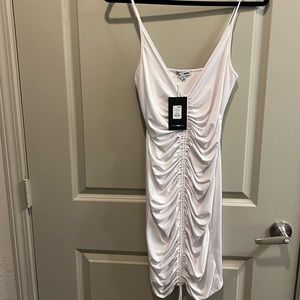 WHITE RUCHED DRESS